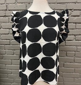 Shirt Tali Black Polka Dot Ruffle Top