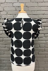 Shirt Tali Black Polka Dot Ruffle Top