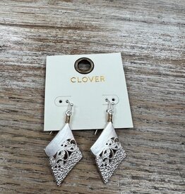 Jewelry Silver Diamond Cutout Earrings