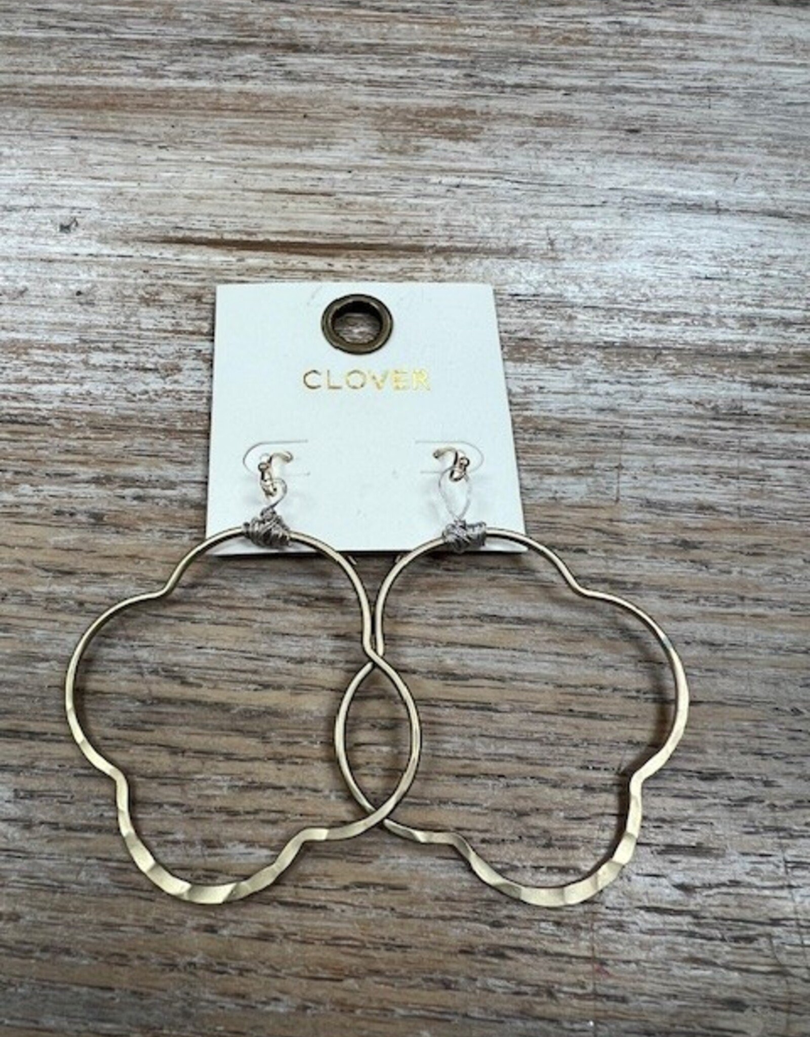 Jewelry Gold Clover Wire Earrings