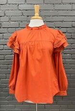 Shirt Keller Rust Ruffle LS Top