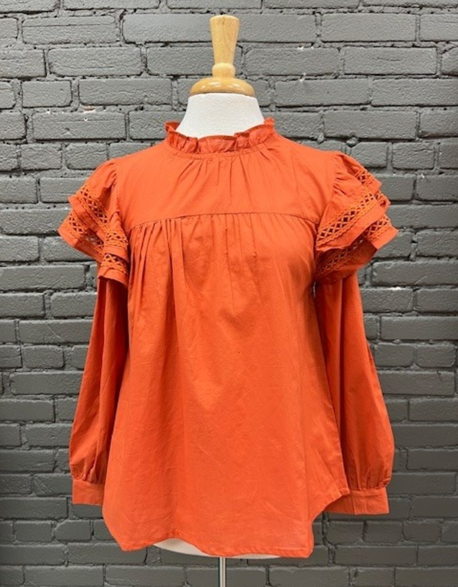 Shirt Keller Rust Ruffle LS Top