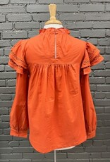 Shirt Keller Rust Ruffle LS Top