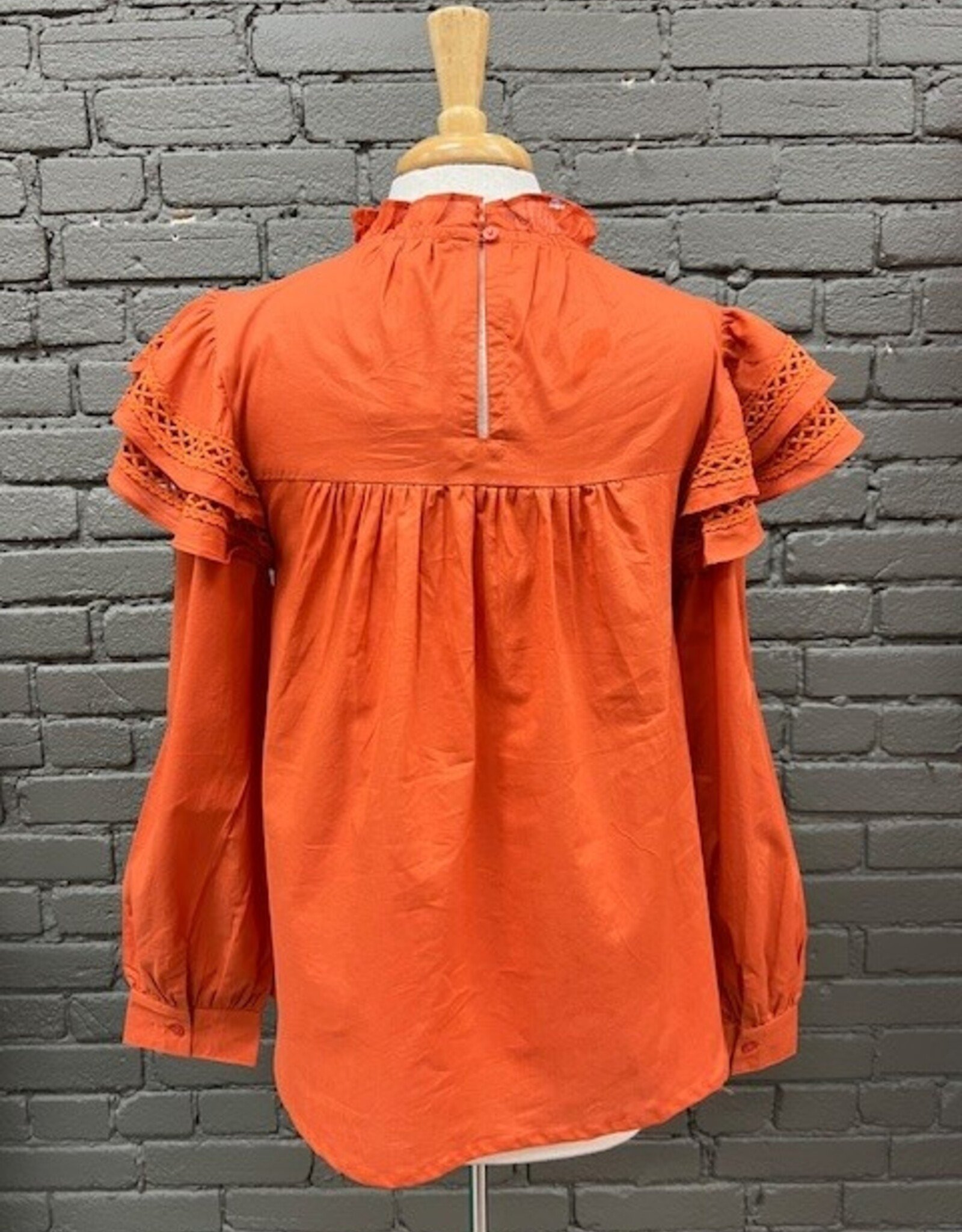 Shirt Keller Rust Ruffle LS Top