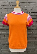 Shirt Jordan Orange Knit Contrast Sleeve Top