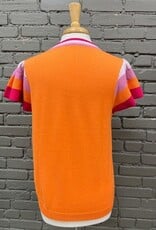 Shirt Jordan Orange Knit Contrast Sleeve Top