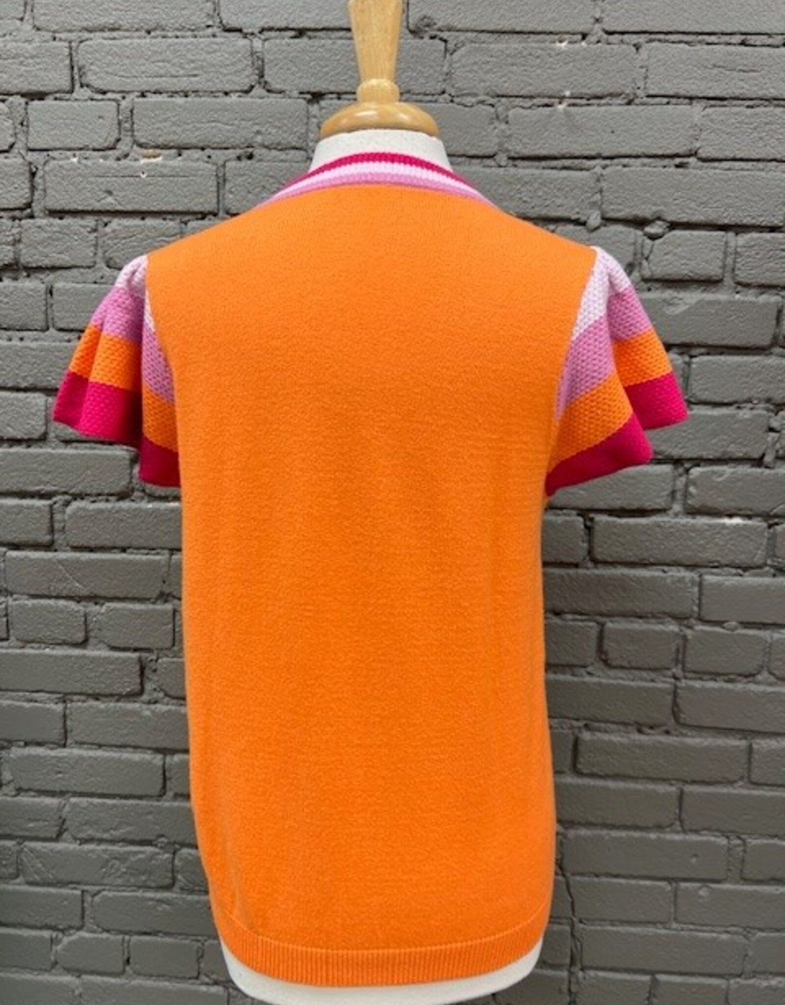 Shirt Jordan Orange Knit Contrast Sleeve Top