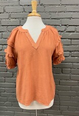 Shirt Brooke Apricot Ruffle Sleeve Top