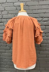 Shirt Brooke Apricot Ruffle Sleeve Top