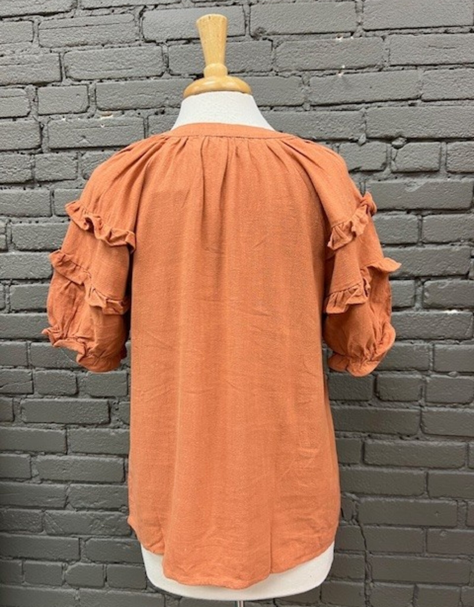 Shirt Brooke Apricot Ruffle Sleeve Top