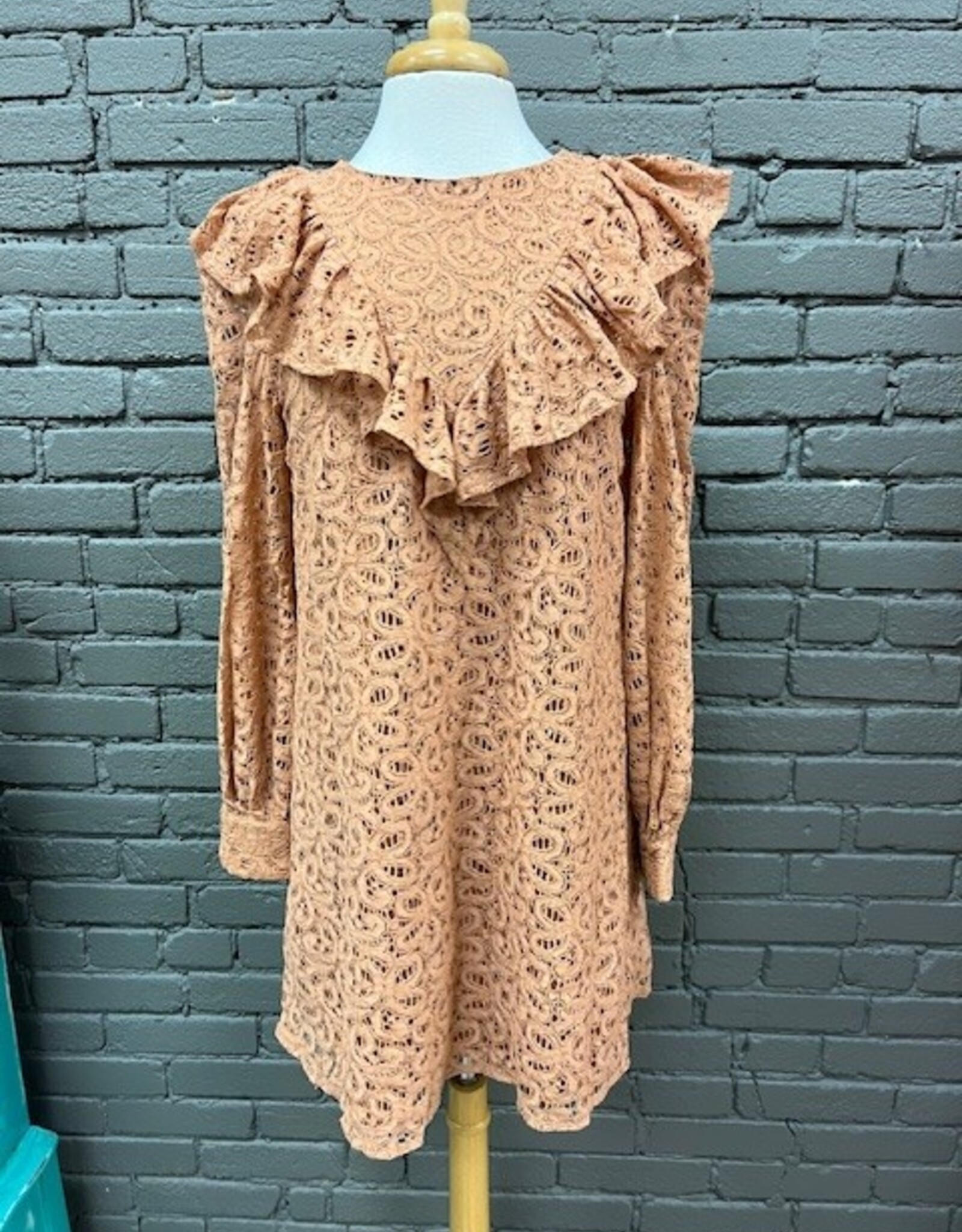 Dress Doris Apricot Lace Ruffle Dress