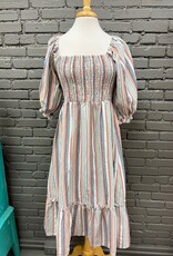 Dress Leona Stripe Puff Sleeve Dress