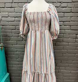 Dress Leona Stripe Puff Sleeve Dress