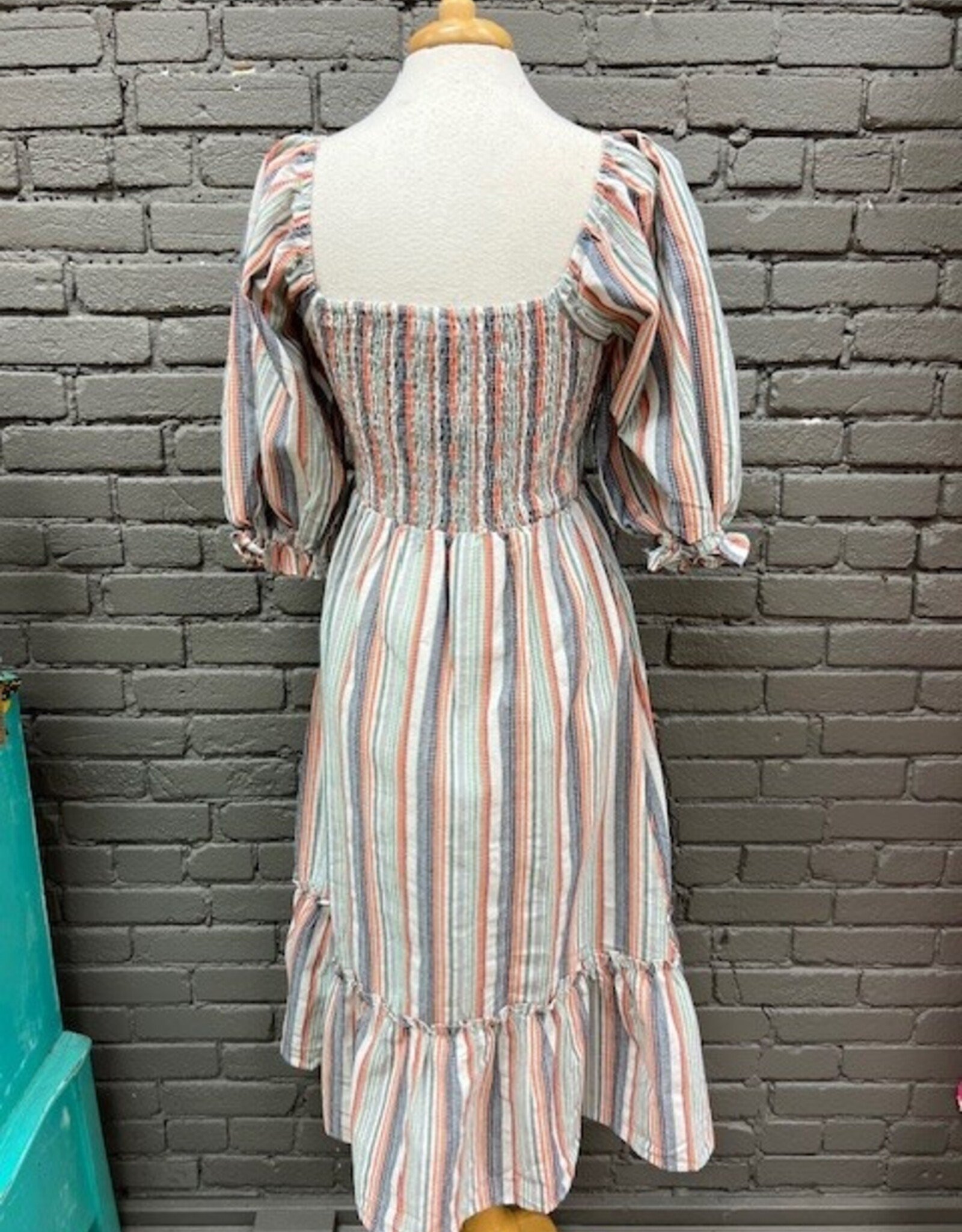 Dress Leona Stripe Puff Sleeve Dress