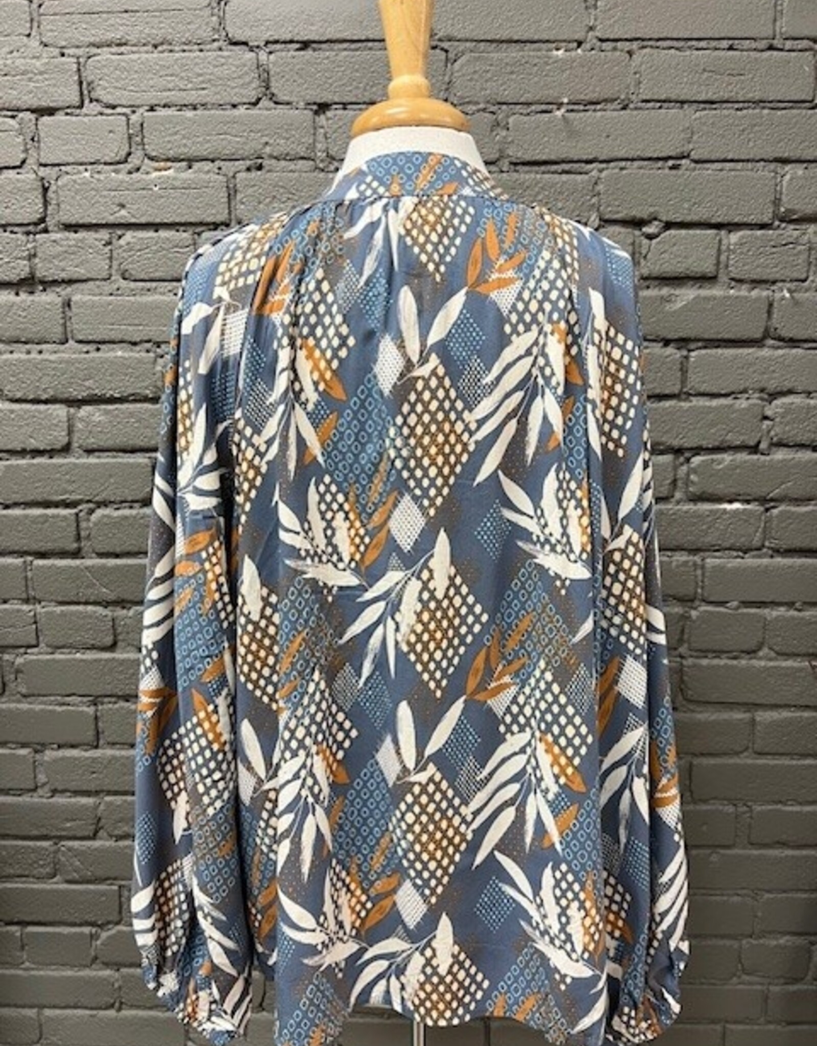 Long Sleeve Marley Leaf Print Tie LS