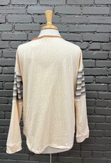 Long Sleeve Nina Cream Stripe Henley LS