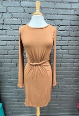 Dress Thea Camel Twist Rib LS Dress