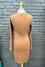 Dress Thea Camel Twist Rib LS Dress