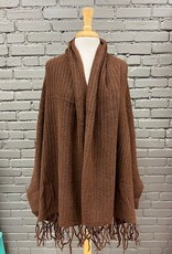 Poncho Ashby Cardigan Wrap Fringe Poncho- One Size