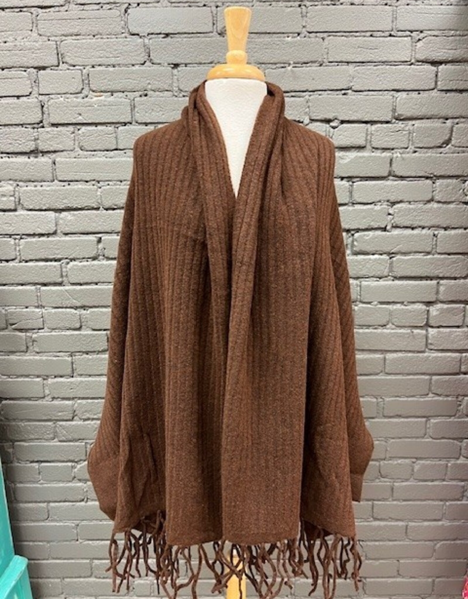 Poncho Ashby Cardigan Wrap Fringe Poncho- One Size