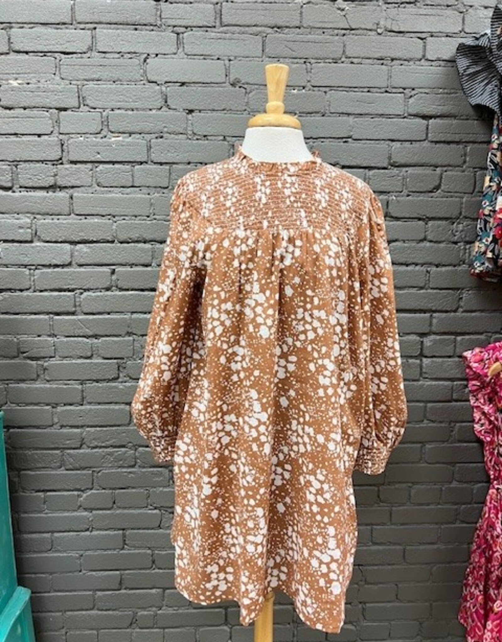 Dress Bennington Tan Spots Smock Dress