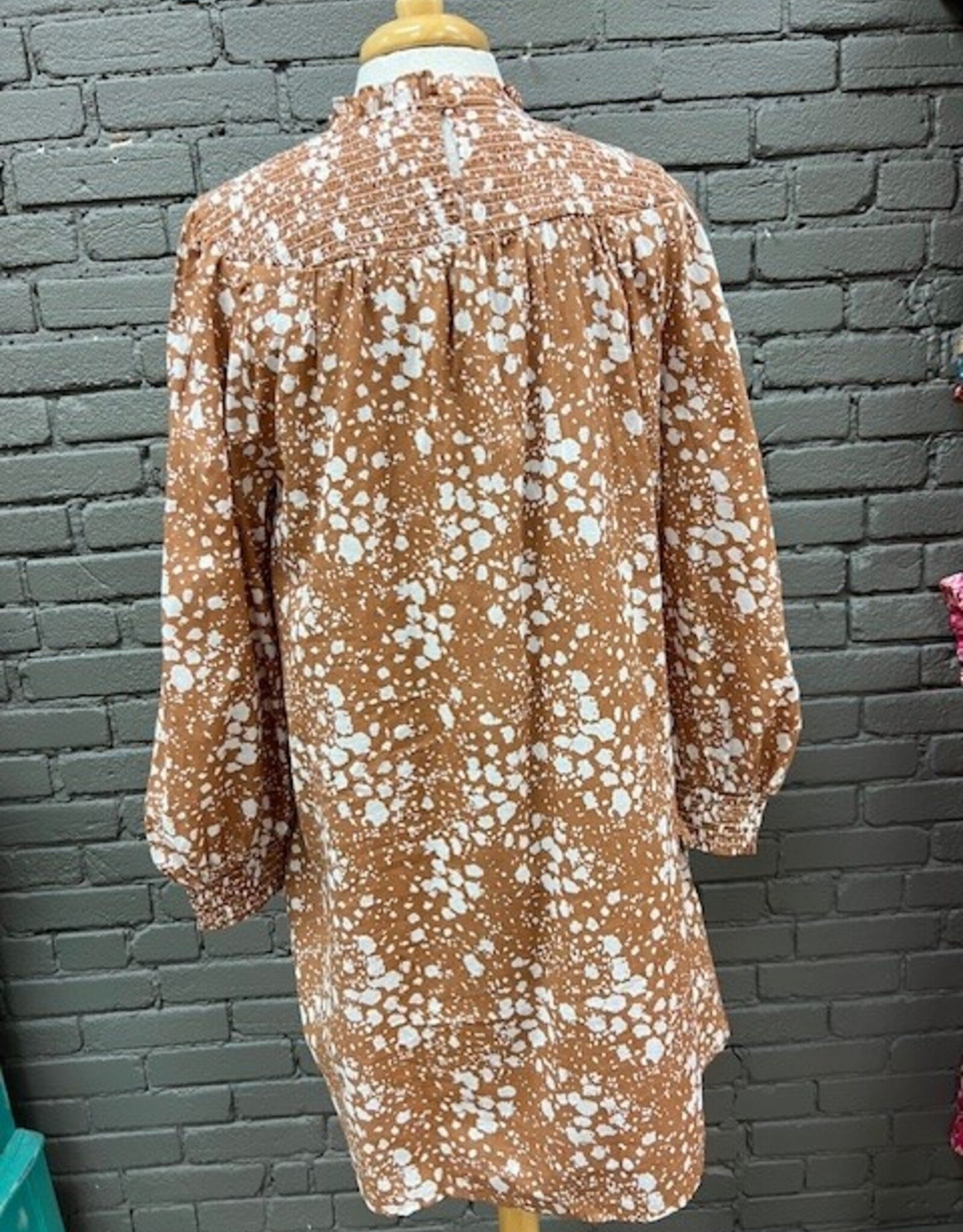 Dress Bennington Tan Spots Smock Dress