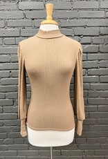 Long Sleeve Kimberly Mock Neck Rib LS Button Back