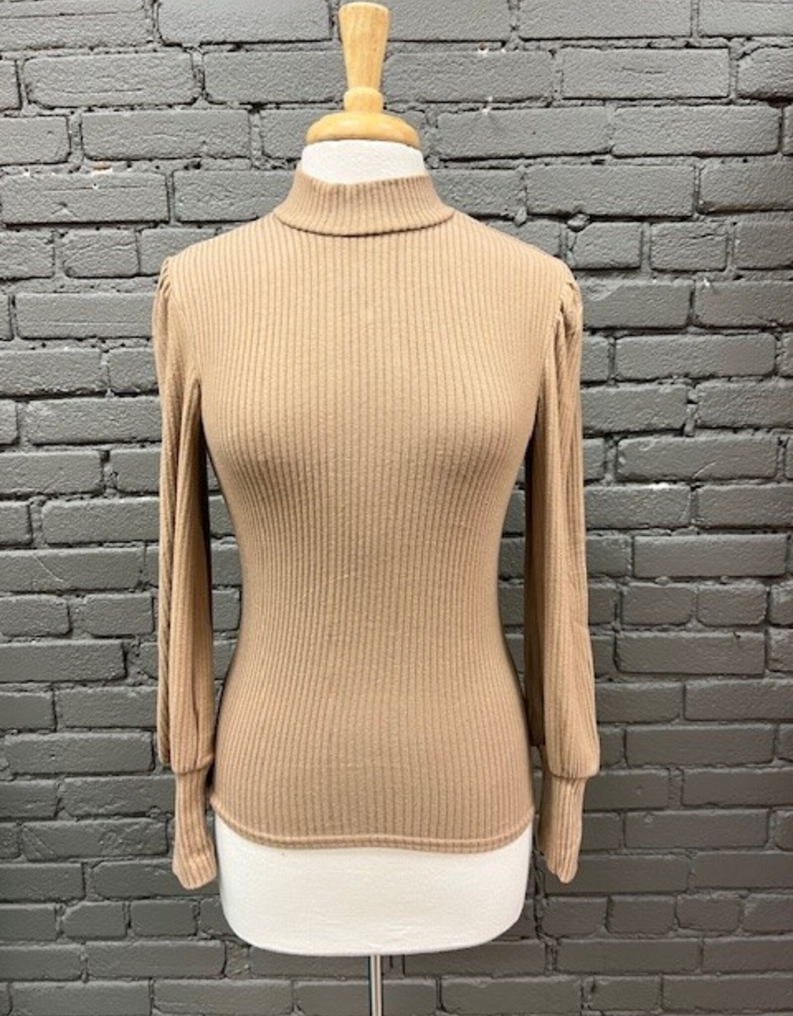 Long Sleeve Kimberly Mock Neck Rib LS Button Back