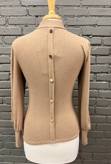 Long Sleeve Kimberly Mock Neck Rib LS Button Back