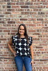 Shirt Tali Black Polka Dot Ruffle Top