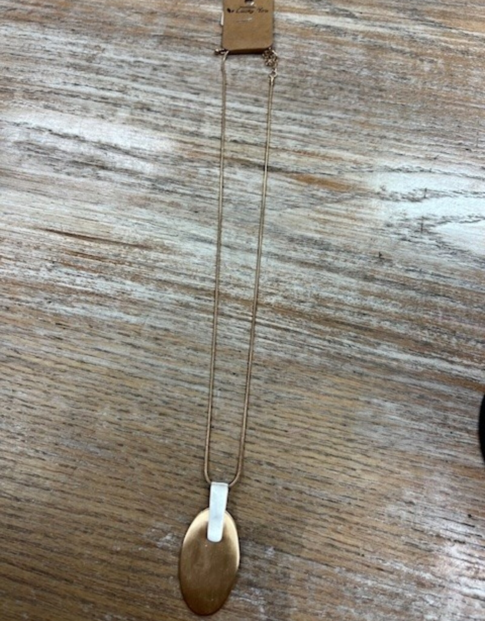 Jewelry Long Gold Oval Necklace w/ Silver