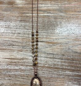 Jewelry Bronze Tan Stones Necklace