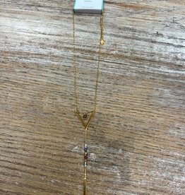 Jewelry Gold Triangle Beaded Bar Necklace