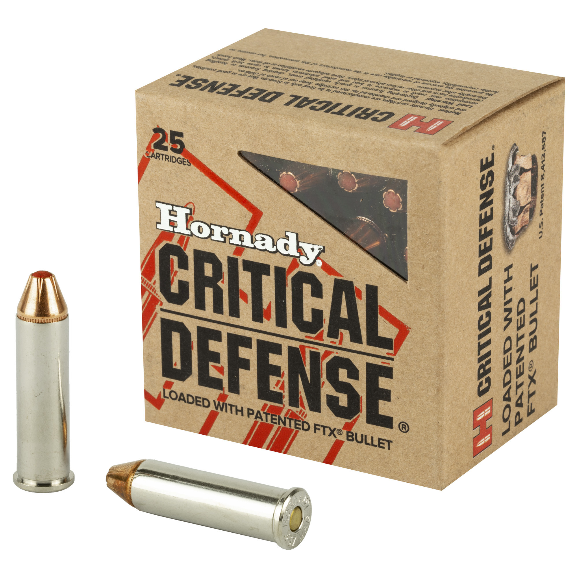 Ammo, Hornady 357 Mag, Critical Defense, 125 gr, 25 rds