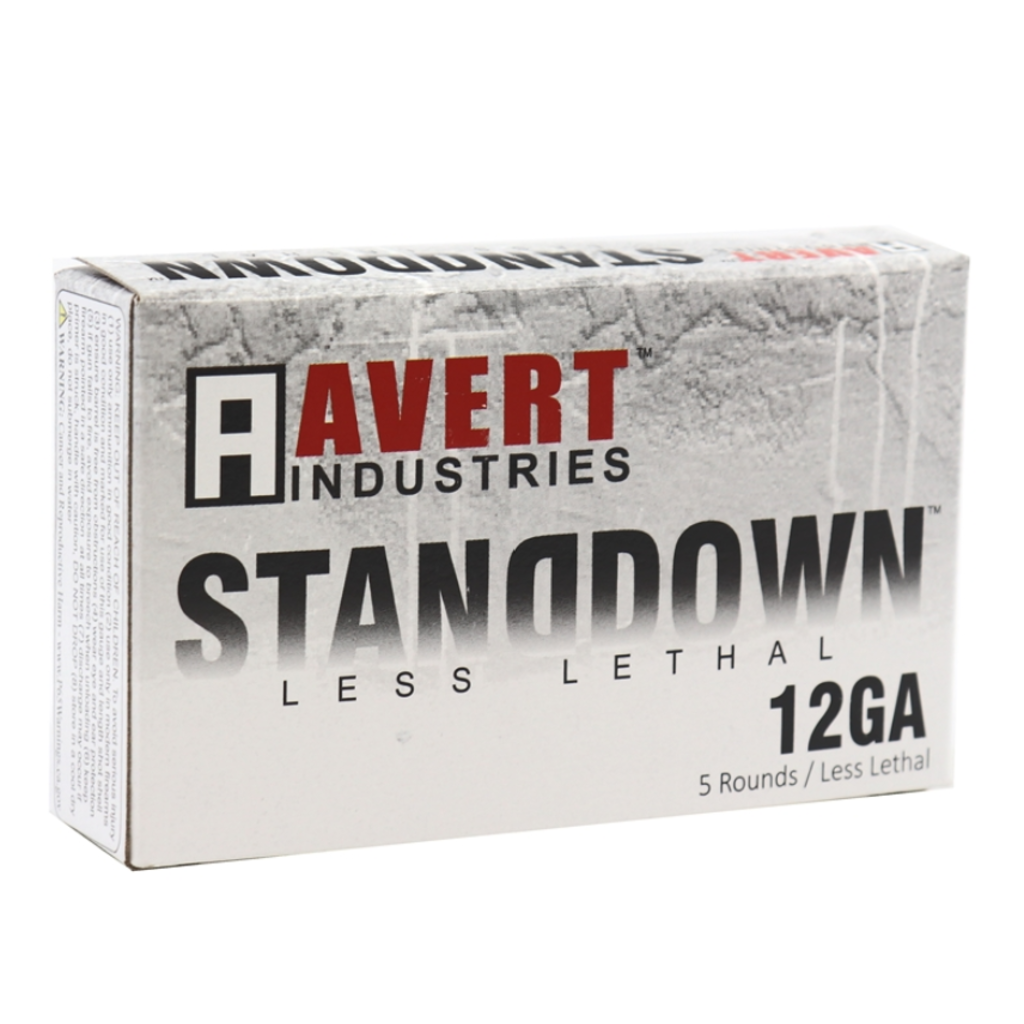Ammo, AVERT IND LESS LETHAL STANDDOWN 12GA 2.75 IN HYBRID PLASTIC-METAL DBL BALL 5RD