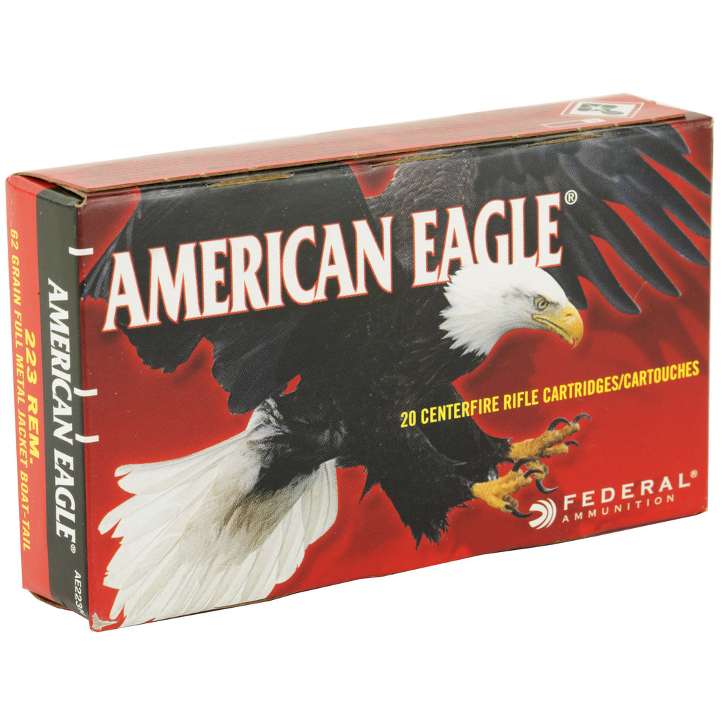 Federal Ammo, Federal American Eagle, 223REM, 62 Grain, Full Metal Jacket, 20 Round Box
