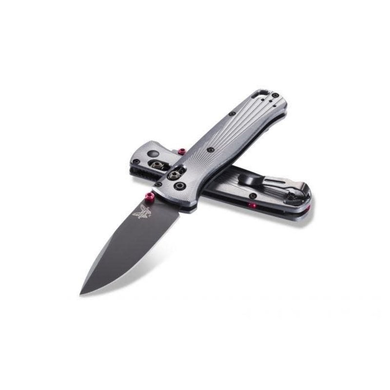 Benchmade Benchmade BUGOUT, grey blade, aircraft aluminum handles, red accents - Discontinued