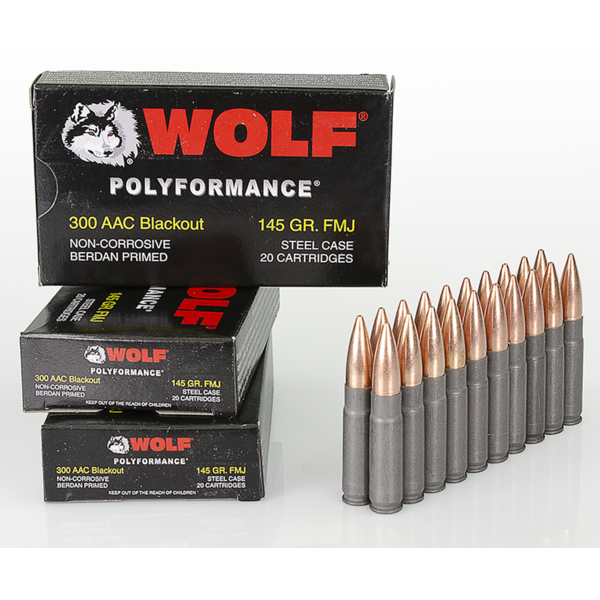 Wolf Ammo, 300 BLK, 145gr, Steel Case, 20rds  ** Not for use at Openrange **
