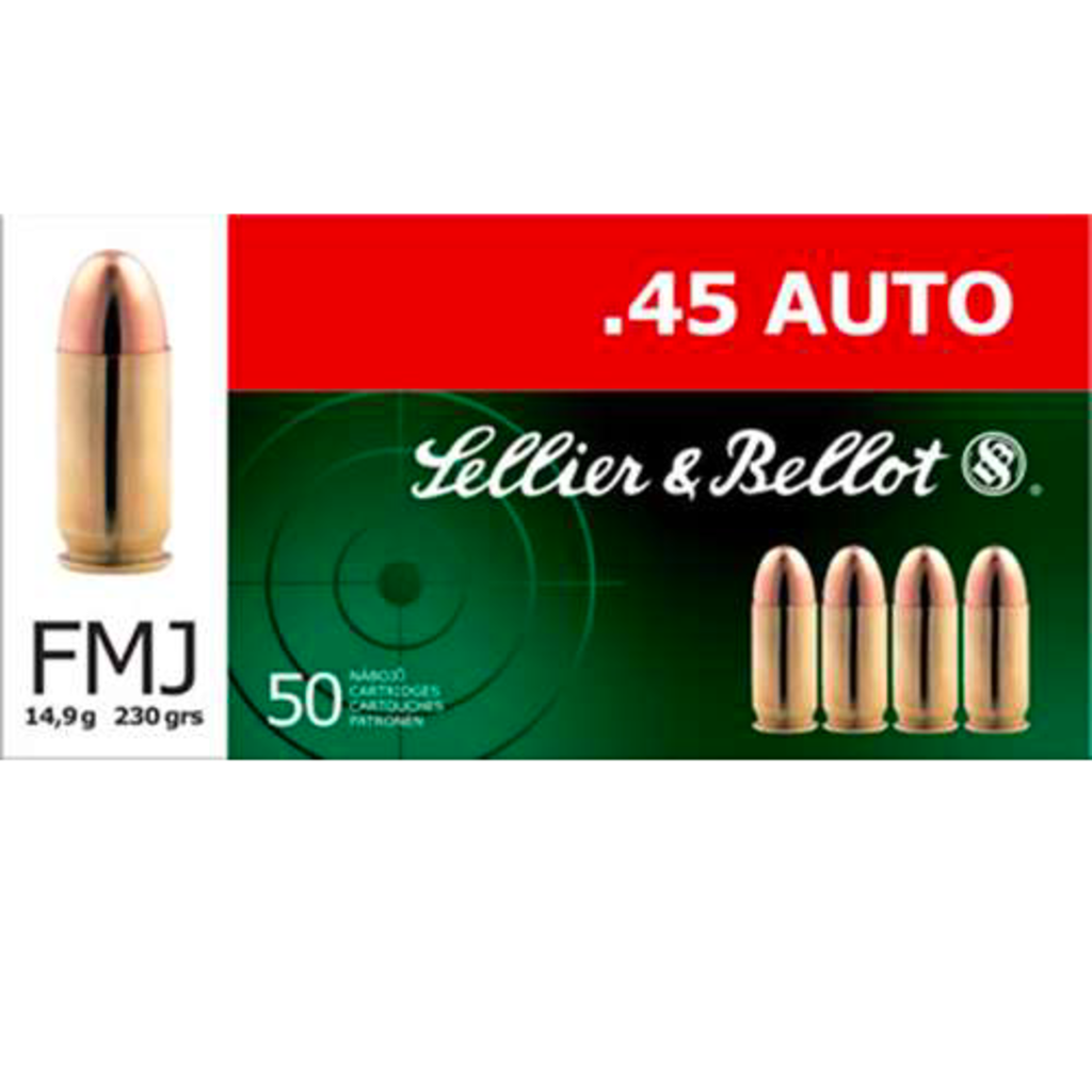 Sellier & Bellot Ammo, Sellier & Bellot, 45 ACP, 230 gr, FMJ, 50 rd