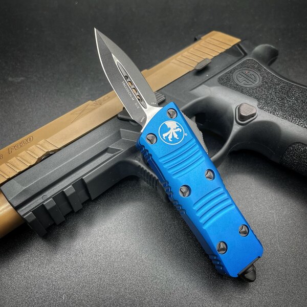 Microtech Microtech Mini Troodon, Blue Frame, Blade: black double edge standard