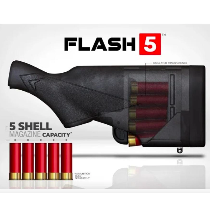 TACTALOAD FLASH 5, Black stock hold 5 shells, fits all Remington 870s
