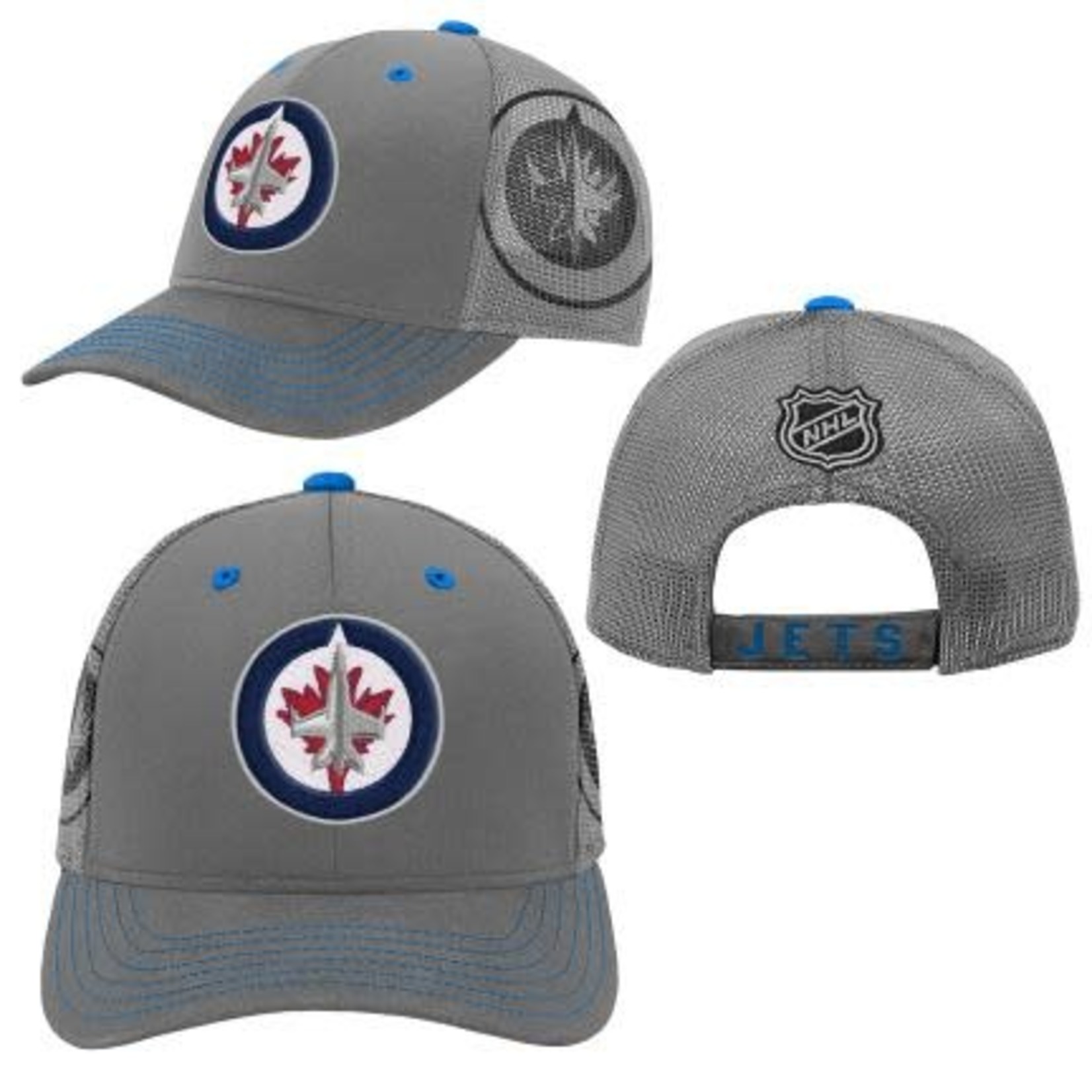 Outerstuff Outerstuff Hat, Structured Meshback Adjustable, NHL, Winnipeg Jets, Youth, OS