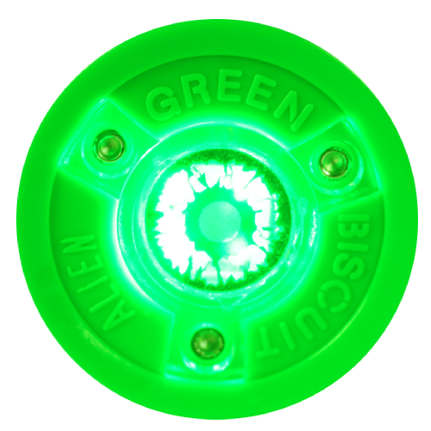 Green Biscuit Alien Hockey Puck, Glow in the Dark, Grn