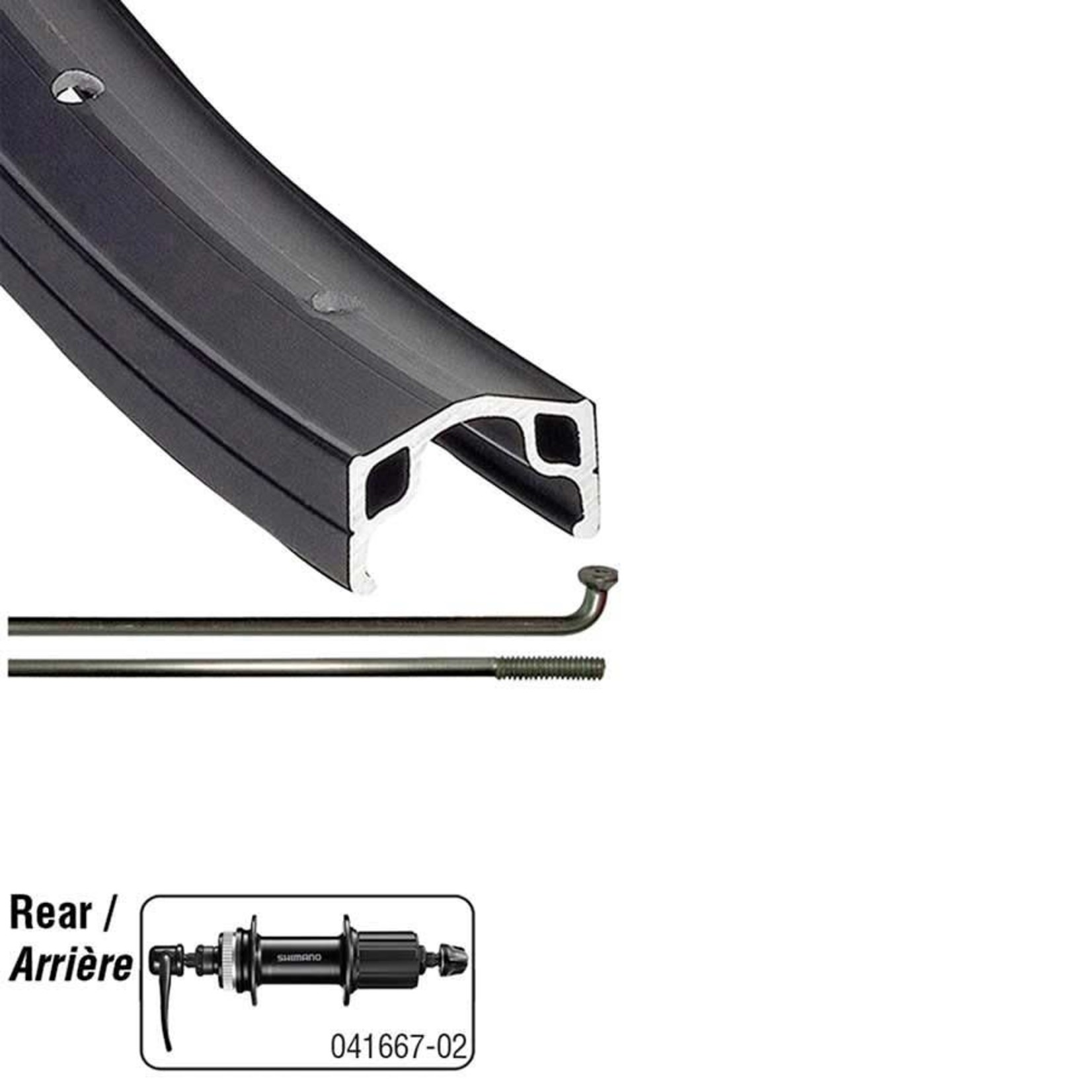 The Wheel Shop Bike Rim, Alex Z1000/Shimano Tourney FH-TX505 26", Rear, 559, Holes: 36, QR, 135mm, Rim & Disc Center Lock, Shimano HG