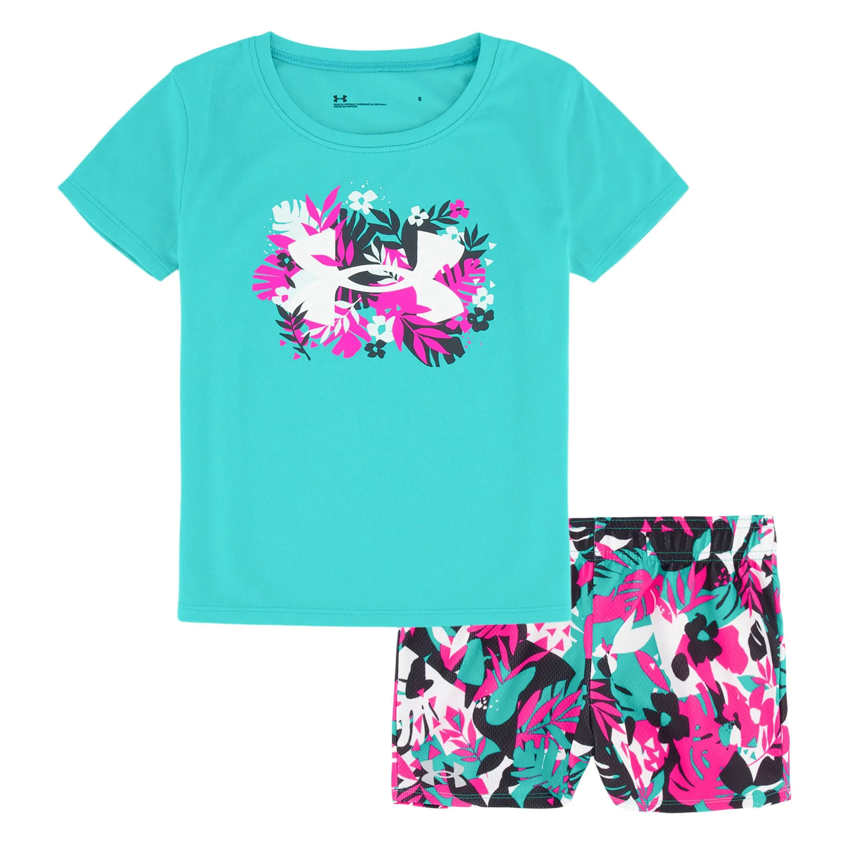 Under Armour Under Armour T-Shirt & Shorts Set, Colorblock Palm, 4-6X, Girls