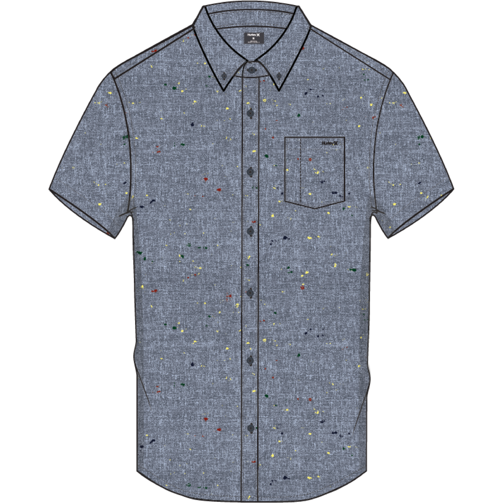 Hurley Hurley Short Sleeve Button-Up Shirt, One & Only Space Dye, Mens