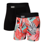 Saxx Saxx Underwear, Ultra Boxer, 2-Pack, Mens, PPB-Pop Trop/Blk