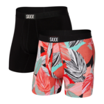 Saxx Saxx Underwear, Ultra Boxer, 2-Pack, Mens, PPB-Pop Trop/Blk
