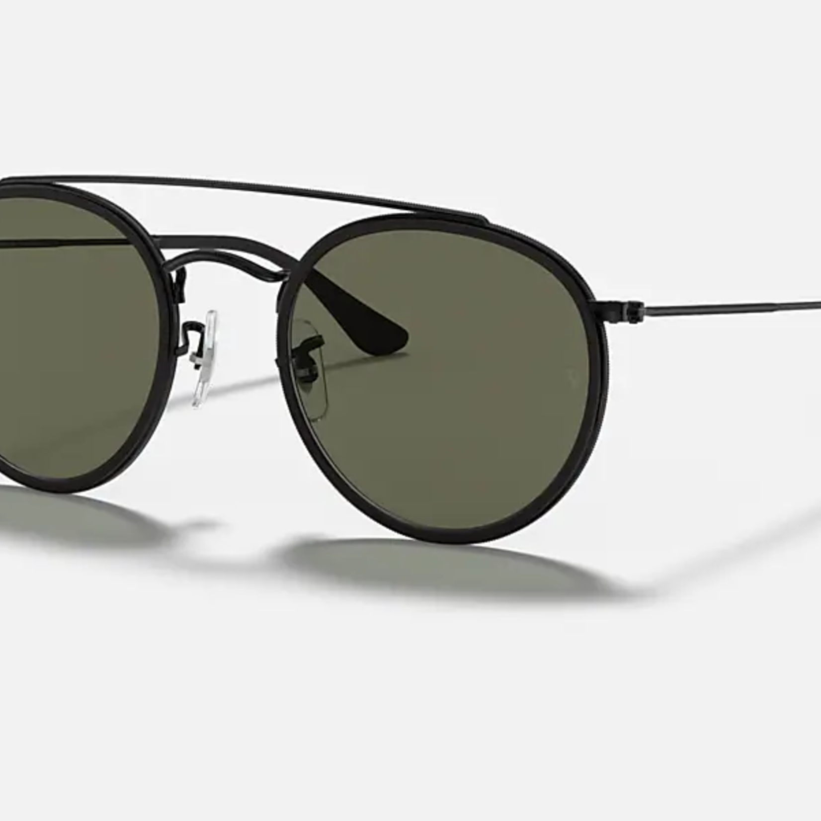 Ray-Ban Ray-Ban Sunglasses, Round Double Bridge, Blk, G-15 Grn Polarized, 51