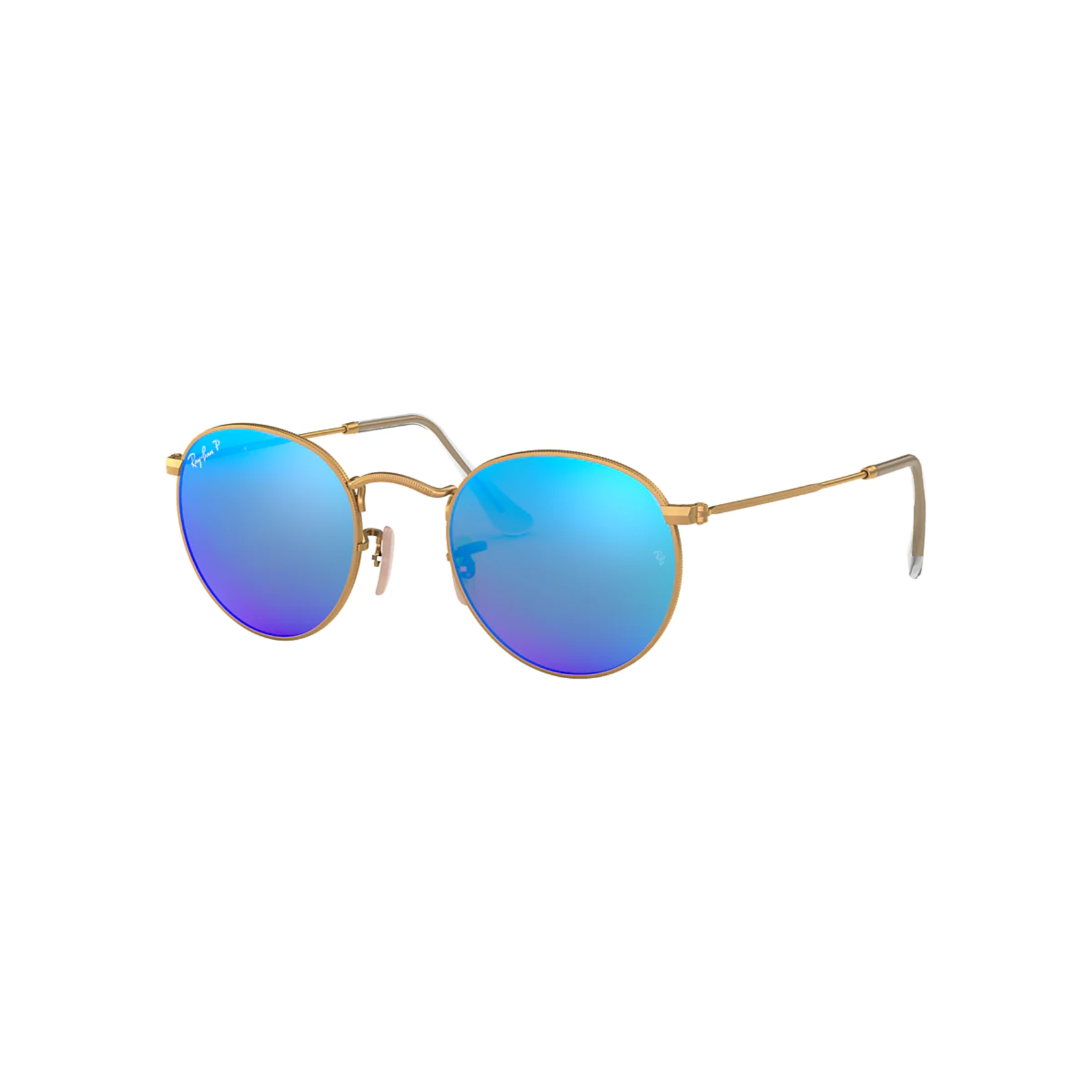 Ray-Ban Ray-Ban Sunglasses, Round Metal, Matte Arista, Blu Mirror Polarized, 50